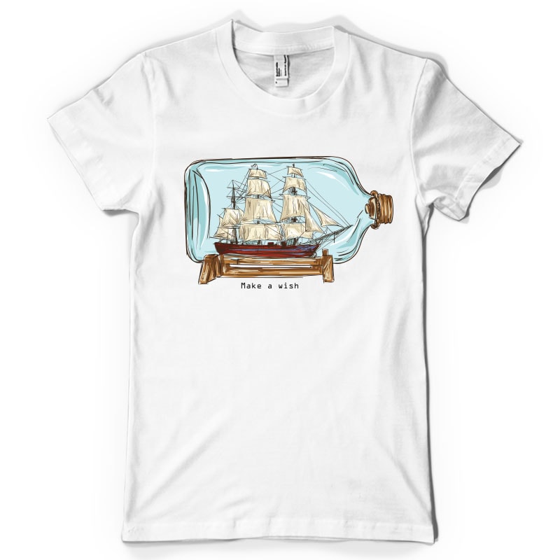 Ship in a bottle graphic t-shirt design