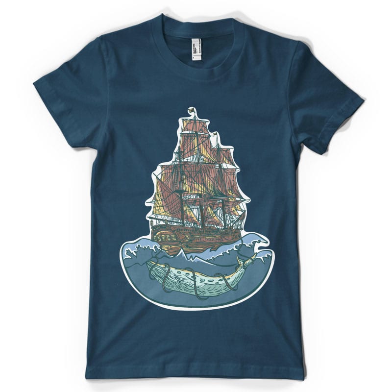Whale ship buy t shirt design