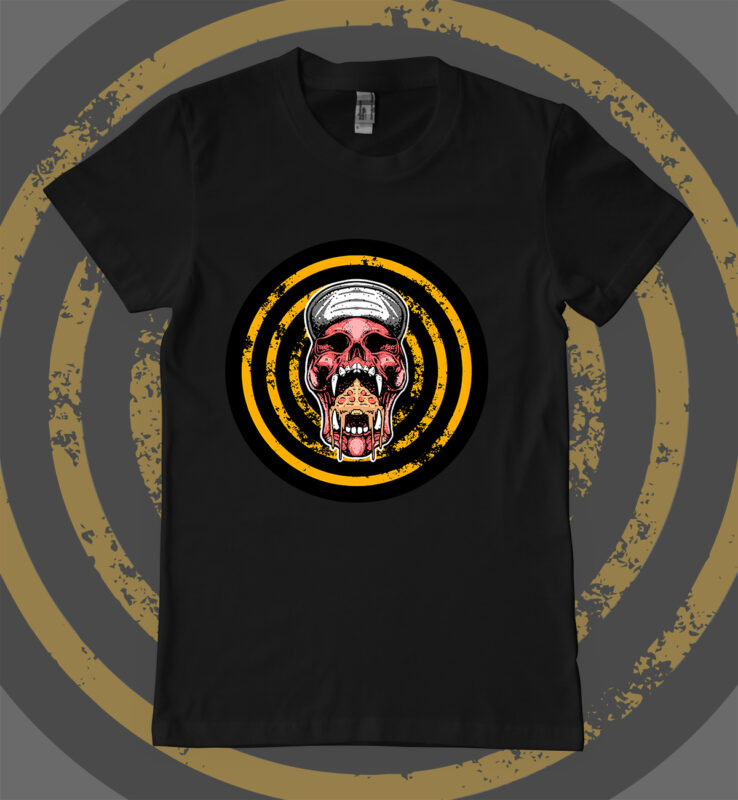 skull pizza t-shirt design