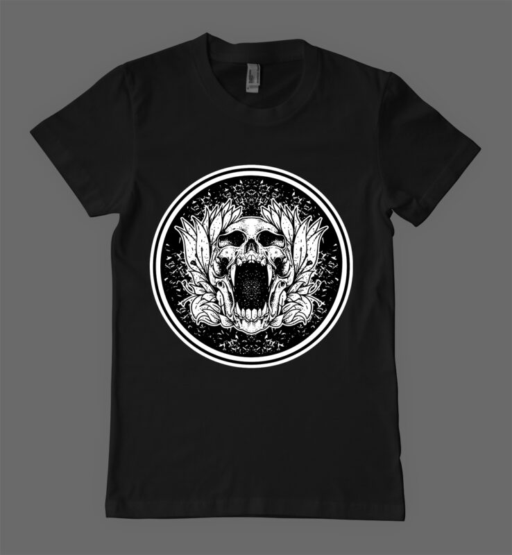 skull flower t-shirt design