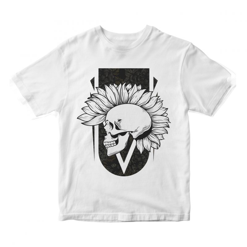 nature punk skull head cartoon commercial use t-shirt design