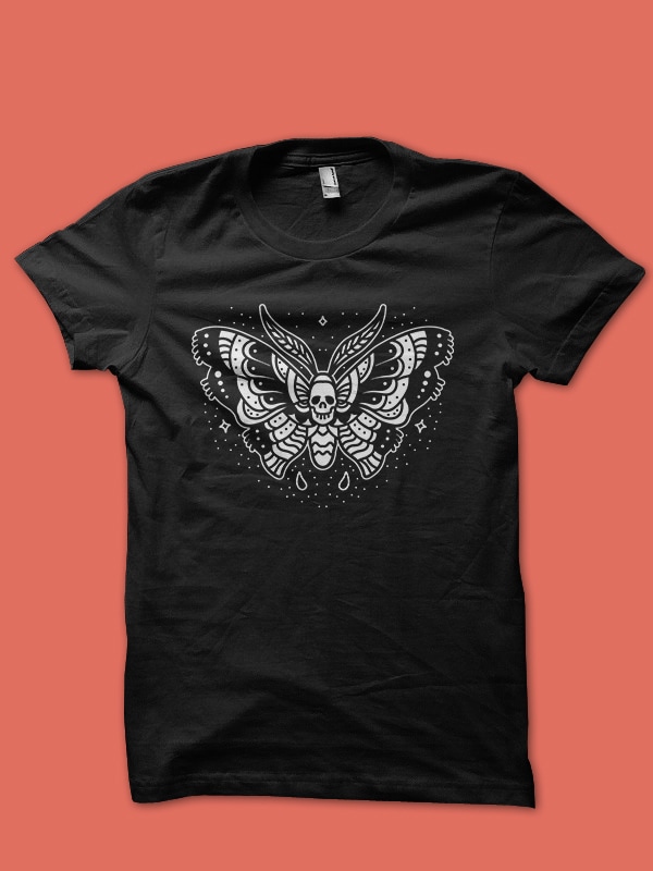 skull butterfly graphic t-shirt design
