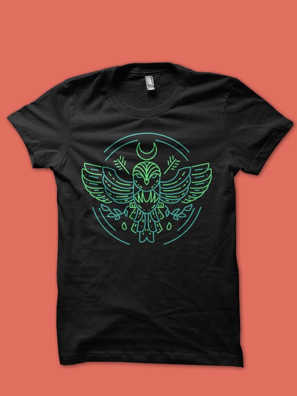 owl line art ready made tshirt design