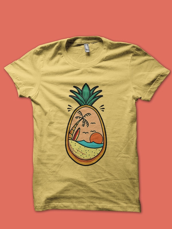 pineapple sunset graphic t-shirt design