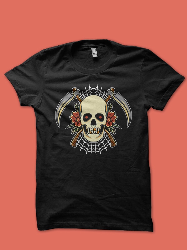 reaper skull print ready t shirt design