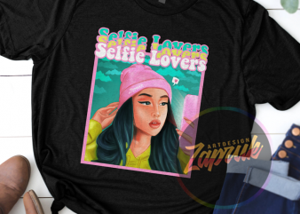 Selfie Lovers Girl Digital painting PNG Exclusive graphic t-shirt design