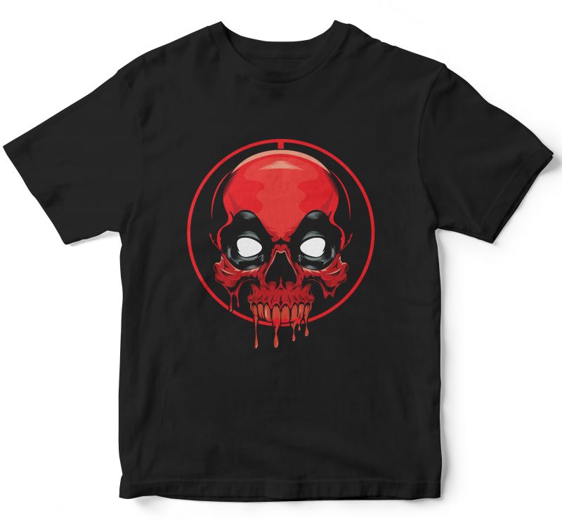 skull head deadpool shirt design png