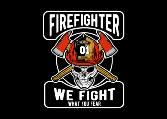 skull firefighter print ready t shirt design