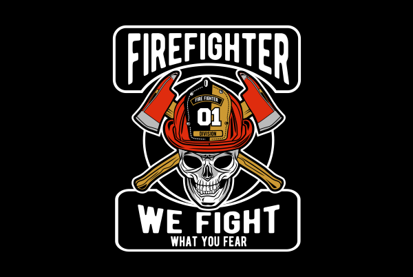 Skull firefighter print ready t shirt design