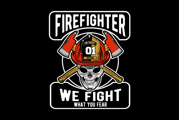 Skull firefighter print ready t shirt design Skull firefighter print ready t shirt design