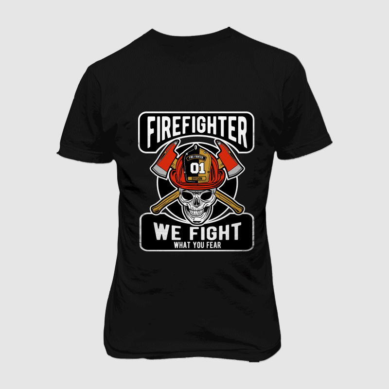 skull firefighter print ready t shirt design
