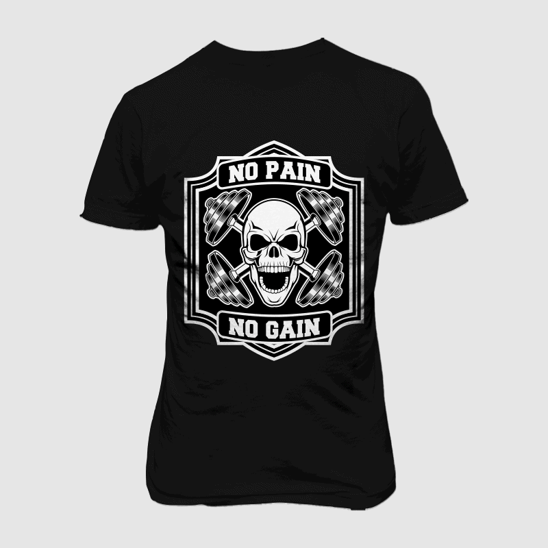 skull gym t-shirt design for sale