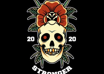 rose on skull t-shirt design png