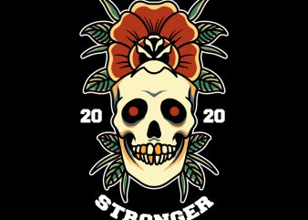 rose on skull t-shirt design png