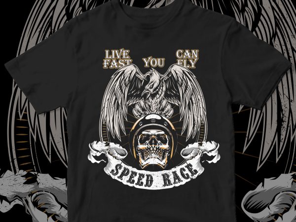 Speed race eagle skull t shirt design for purchase