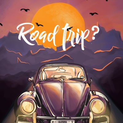 Sunset roadtrip t-shirt design for commercial use