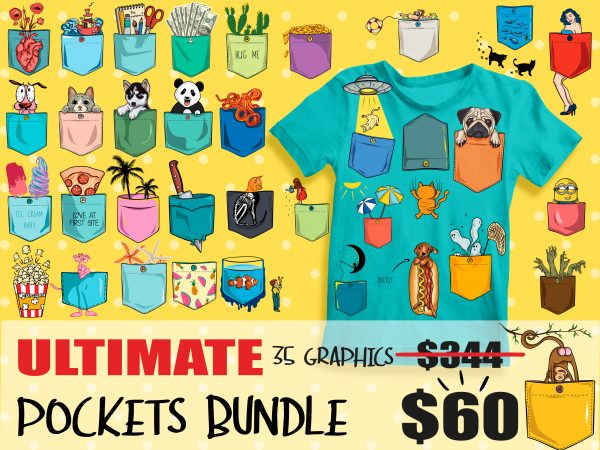 Ultimate pockets bundle t shirt vector graphic