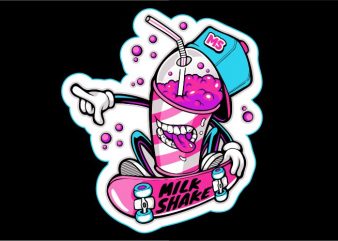 Milk Shake Skateboard print ready t shirt design