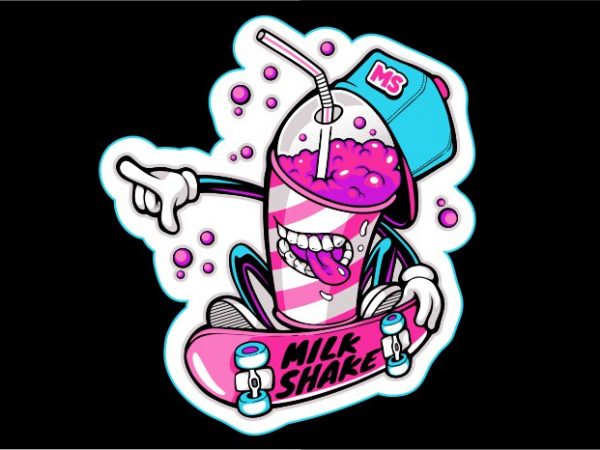 Milk shake skateboard print ready t shirt design