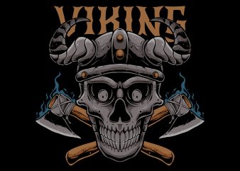 Viking skull t shirt design template