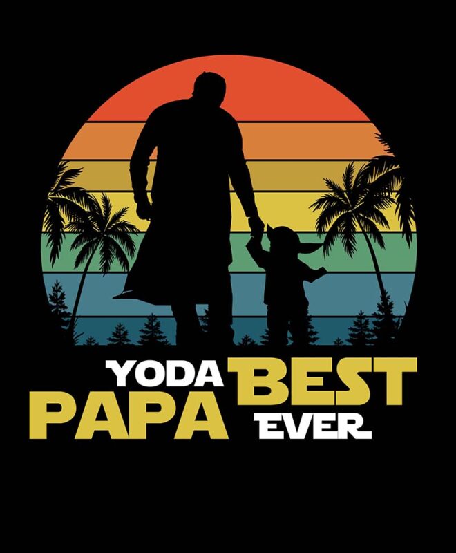 yoda best papa ever jpg, png and psd file editable text and layer t shirt design for download