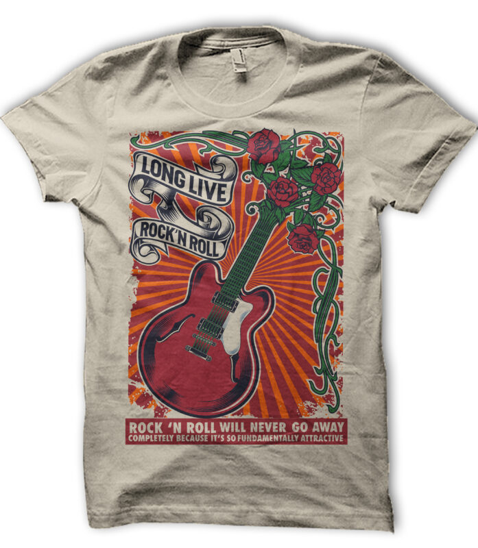 long live rock and roll t shirt design template