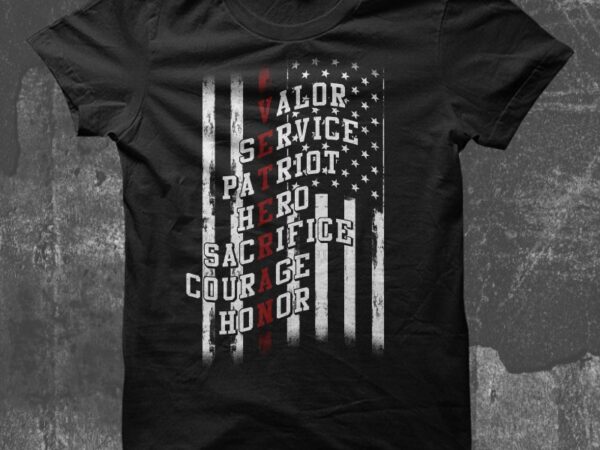 Veteran text flag t-shirt design for commercial use