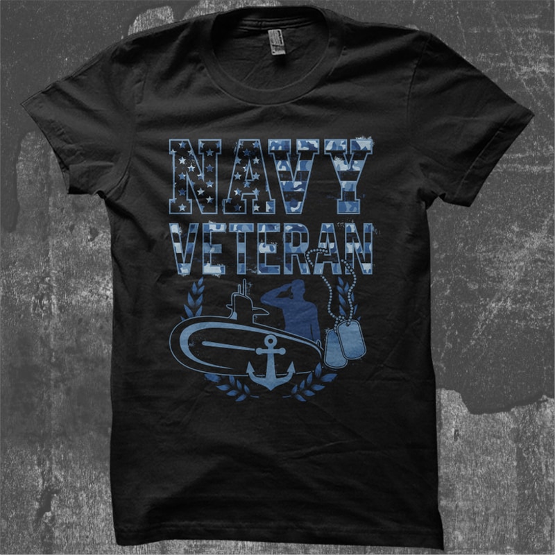 Navy Veteran Camouflage buy t shirt design for commercial use