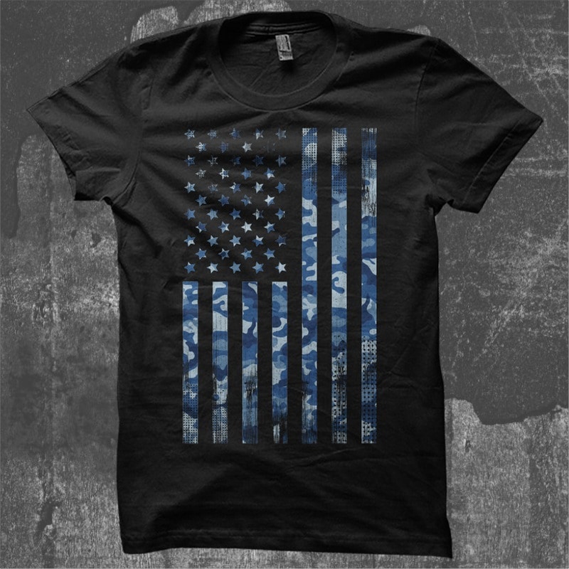 USA Flag Navy Camouflage t shirt design for purchase