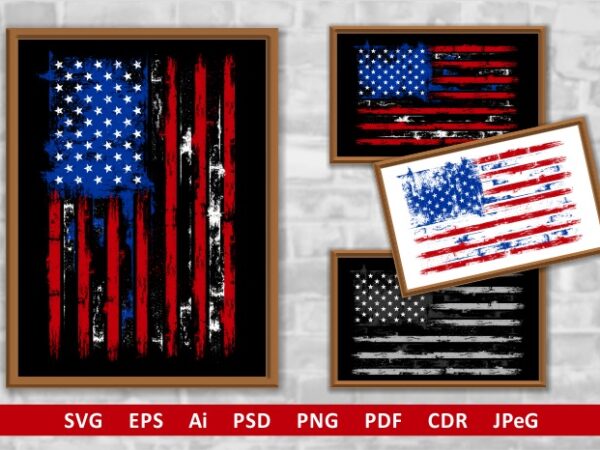 Usa distressed flag t shirt vector graphic