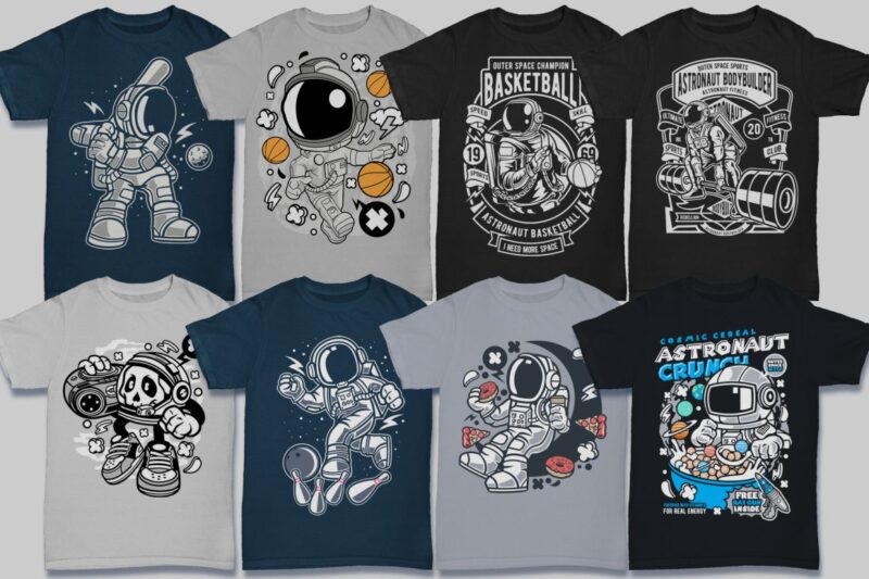 t-shirt vector 50 Astronaut Tshirt Designs Bundle