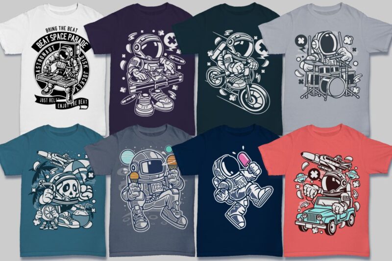 t-shirt vector 50 Astronaut Tshirt Designs Bundle