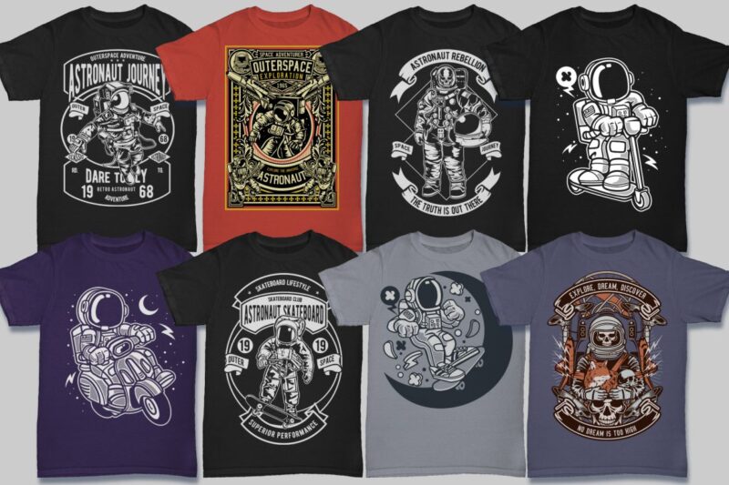 t-shirt vector 50 Astronaut Tshirt Designs Bundle