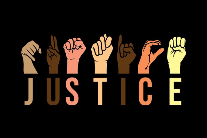 justice hand sign language t shirt design for sale