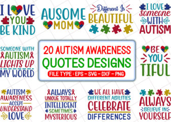 20 Autism Awareness T shirt Designs Bundle
