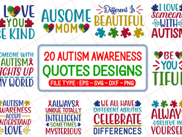 20 autism awareness t shirt designs bundle