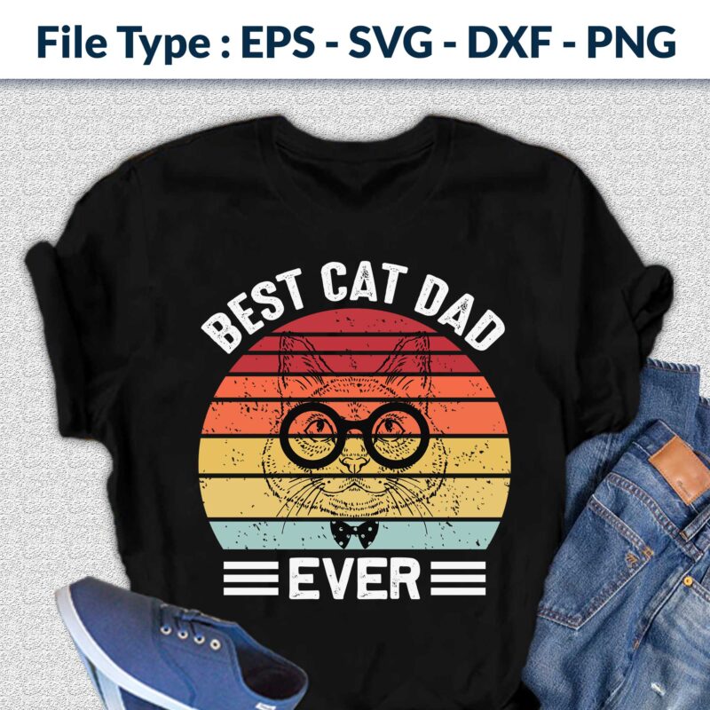 Best Cat dad ever T-shirt design, Father day design, cat design