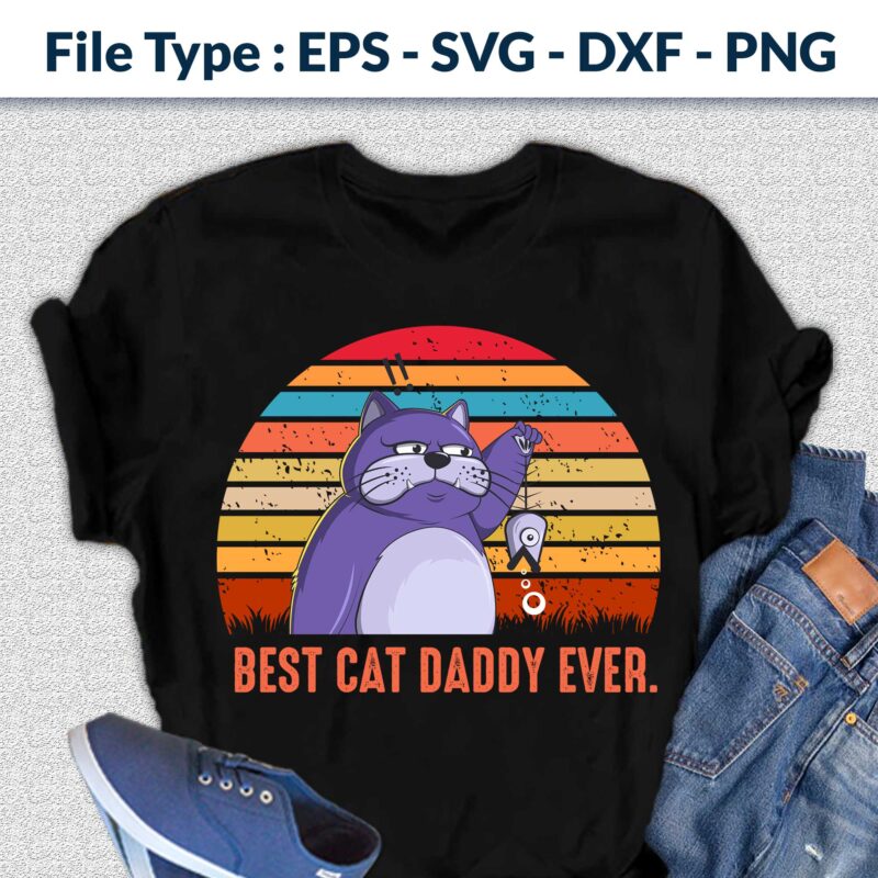 Best Cat daddy ever T-shirt design, Father day design, cat design