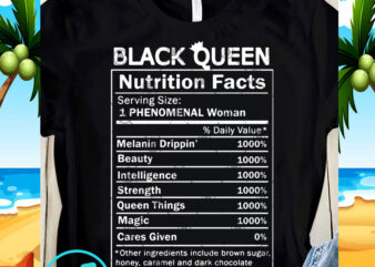 Black Queen Nutrition facts Serving Size Phenomenal Woman SVG, Funny SVG, Quote SVG shirt design png