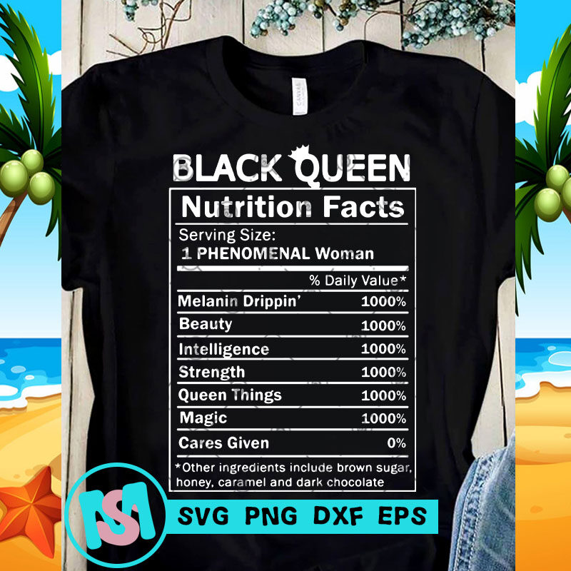 Black Queen Nutrition facts Serving Size Phenomenal Woman SVG, Funny