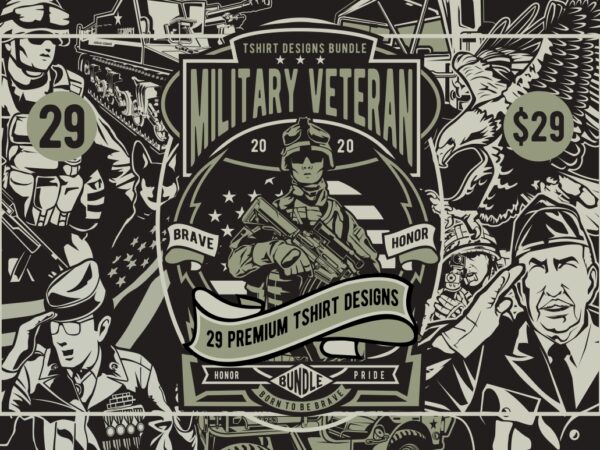 29 military veteran tshirt designs bundle