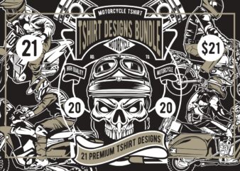 21 Motorcycle Tshirt Designs Bundle