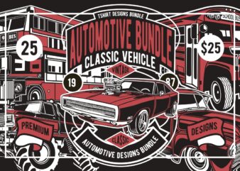 25 Automotive Tshirt Designs Bundle