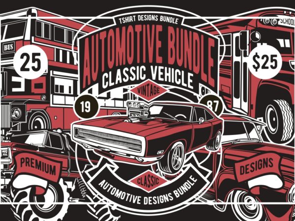 25 automotive tshirt designs bundle