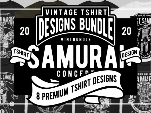 8 samurai tshirt designs bundle