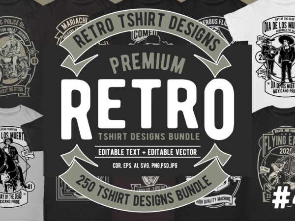 250 retro tshirt design bundle #4