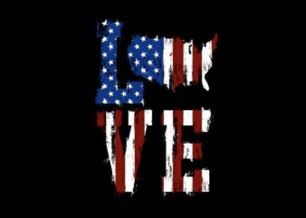 Love American Flag – American Illustration With SVG t-shirt design for sale