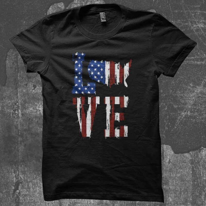 Love American Flag – American Illustration With SVG t-shirt design for sale