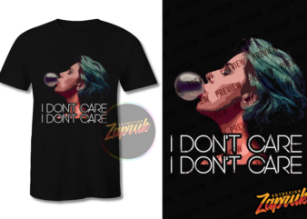 i dont care girl badass png graphic t-shirt design only for black tshirt