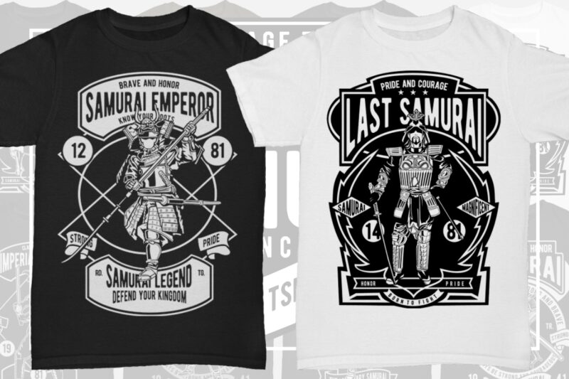 8 Samurai Tshirt Designs Bundle